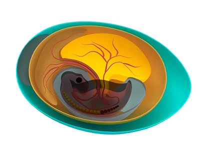 Colorful Abstract Bowl With Layered Green Outer Yellow Middle Red Lines And Smiley Face Design 3d model