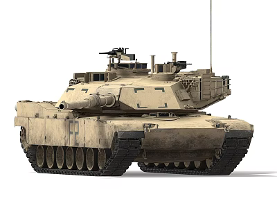 Military Tank With Desert Tan Color Main Gun Turret And Machine Gun 3d model