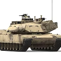 Military Tank With Desert Tan Color Main Gun Turret And Machine Gun