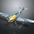 WWII German Fighter Model With Yellow Green Gray Color Cross Markings Propeller And Landing Gear