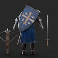 Realistic Crossbow Swordsman Assassin Warrior Noble Knight Man Warrior Knight Crossbow Swordsman Assassin 3d model
