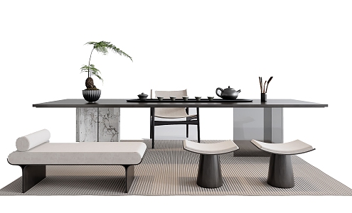 Modern Home Tea Table and Chair 3d model