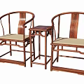 Traditional Wooden Leisure Chairs With Curved Backrest Armrests And Matching Side Table