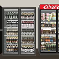 Beverage Refrigerators And Freezers Stocked With Various Drinks Including Coca-Cola Products