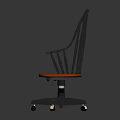 Leisure Chair With Black Frame Red Cushion Modern Design Swivel Base And Rolling Wheels