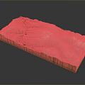 Detailed 3D Mountain Landscape Model With Textured Terrain And Wooden Base