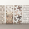 Modern Decorative Screens With Various Geometric Patterns In Neutral Tones 3d model