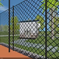 WellMaintained Soccer Field With Green Grass White Lines Palm Trees Light Poles And Red Track