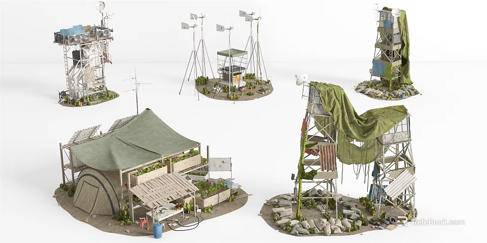 Modern Military Weapons Display Featuring Tactical Rifles Combat Gear And Equipment 3d model 