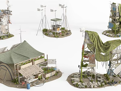 Modern Military Weapons Display Featuring Tactical Rifles Combat Gear And Equipment 3d model