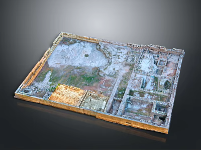 Ancient Ruins Landscape At Archeological Site With Stone Walls And Structures 3d model