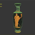 Black Vase With Classical Orange Figure Design And Decorative Patterns