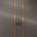 Modern Double Doors With Golden Strips Vertical Lines And Smooth Panels Design