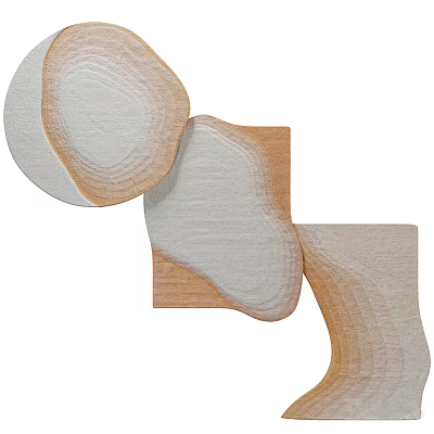 Round Carpet With Neutral Tones Layered Design And Soft Textured Edges 3d model