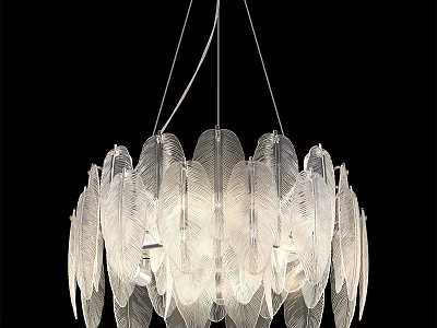 Elegant Modern Transparent Feather Shaped Glass Chandelier With Lightweight Design For Interior Decor 3d model