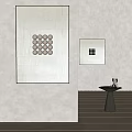 Modern Wall Decor With 3D Square Design And Framed Black Square Art On Neutral Background