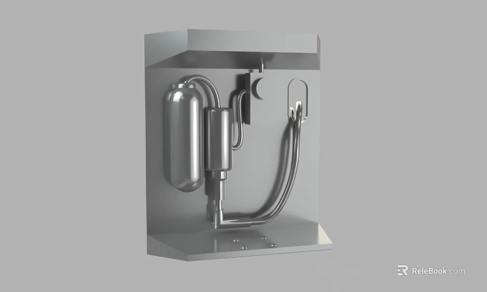 Stainless Steel Industrial Equipment Featuring Pipes Storage Tank And Mounted Frame 3d model 
