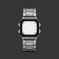 Silver Digital Watch With Square Dial Metal Strap And Modern Design