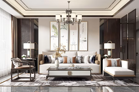 New Chinese Living Room 3d model