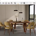 Modern HC28 round dining table and chair combination 3d model