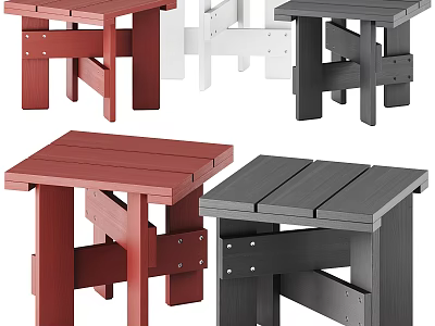 Wooden Stools With Various Colors Red White Gray And Simple Modern Design 3d model