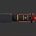 Vintage Steam Train 3D Model With Black Body Red Yellow Stripes And Decorative Wheels