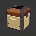Vintage Style Cube Storage Box With Gold Red Black Leather And Metal Rivets