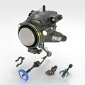Industrial Equipment With Camouflage Design Circular Viewing Window Multiple Tool Attachments And Safety Lights