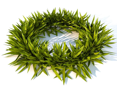 Fresh Green Grass Leaves Forming Circular Wreath With Natural Foliage And Lush Texture 3d model