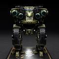 Smart Robot Model With Mechanical Design Tracked Legs And Multiple Green Eyes 3d model