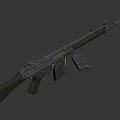 Black Tactical Rifle with Detachable Magazine Trigger Mechanism and Ammunition Bullet