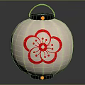 Traditional Round Furniture Lantern With White Paper And Red Plum Blossom Pattern