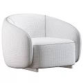 Ivory Fluffy Single Sofa With Rounded Armrests And Black Short Legs For Cozy Living Room