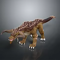 Realistic Brown Spiked Dinosaur Model With Horned Head Sharp Teeth And White Claws 3d model