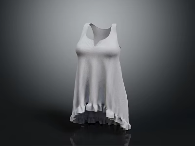 White Sleeveless Top on Mannequin with Gray Black Gradient Background and Reflective Surface 3d model