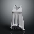White Sleeveless Top on Mannequin with Gray Black Gradient Background and Reflective Surface 3d model