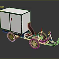 Simple Design Cargo Cart With White Box Two Doors Black Wheels And Frame Structure 3d model