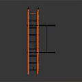 Orange Folding Ladder With Black Support Legs And Metal Rungs