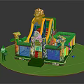 Colorful Inflatable Kids Playground Equipment with Lion Slide Dinosaur and Giraffe Decorations