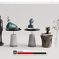 Modern Decorative Side Tables With Sculptures Vase And Unique Base Designs 3d model