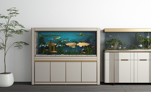 Light Luxury Fish Tank Fish Tank Combination 3d model