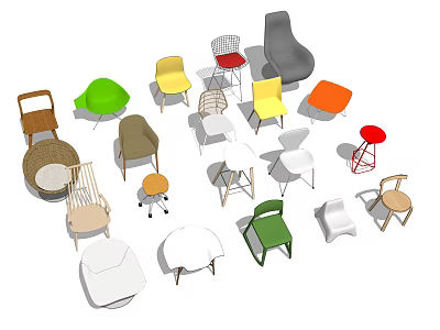 Various Styles And Colors Of Accent Chairs For Home Decor Collection 3d model