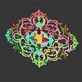 Intricate White Carved Decorative Ornament With Symmetrical Floral Motifs And Circular Central Design