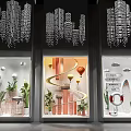 Creative Shop Window Displays With Plants Spiral Structures And Decorative Elements 3d model