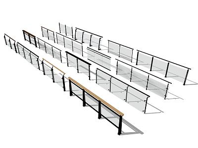 Glass Railing Handrail Metal Railing Guardrail Stainless Steel Guardrail 3d model