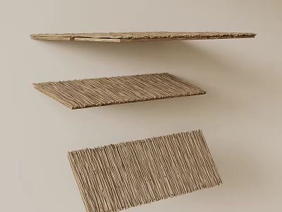 Woven Light Brown Ceiling Drapery with Natural Minimalist Texture Design 3d model