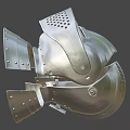 Classic Metal Hats With Perforated Patterns And Medieval Armor Style Displayed In Pair