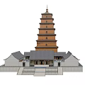 Ancient Architecture Featuring Multi Story Pagoda With Traditional Gray Tiled Roof And Attached Buildings