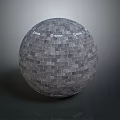 Scenic Landscape With Gray Square Patterned Sphere Art Installation Piece