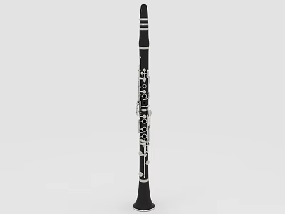 Professional Black Clarinet Wind Instrument With Silver Keys And Polished Body Design 3d model